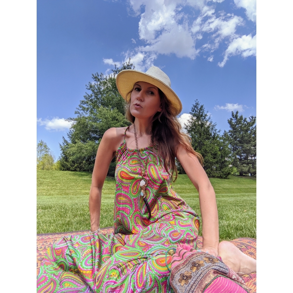 70s Paisley Print Maxi dress - Picture 1 of 6